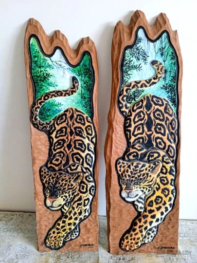 2 antiques art painting sculptés par l'artiste Bresilienne Jaquis siqueira en 2005 auction image